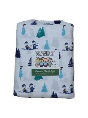 Peanuts Queen Sheet Set By Berkshire Holiday Trees Christmas Polyester